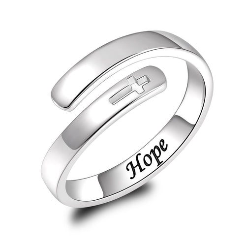 BEILIN Sterling Hope Cross Ring: Faith-Inspired Silver Jewelry