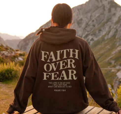 Faith Over Fear Christian Sweatshirt. Walk in boldness. Wear your faith.