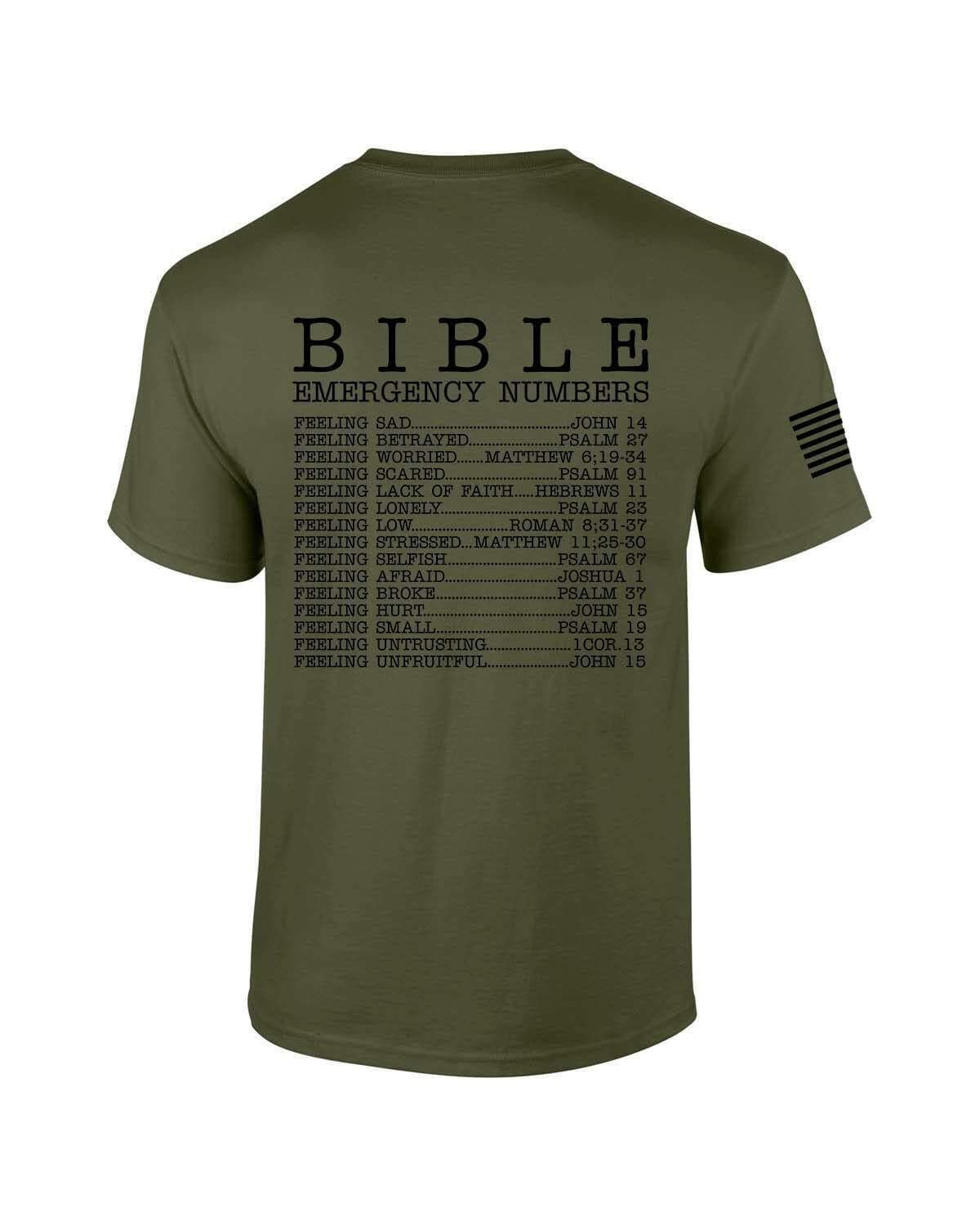 Bible Emergency Numbers Tee – Men’s Christian T‑Shirt