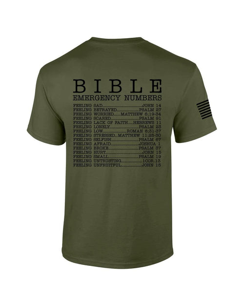 Bible Emergency Numbers Tee – Men’s Christian T‑Shirt