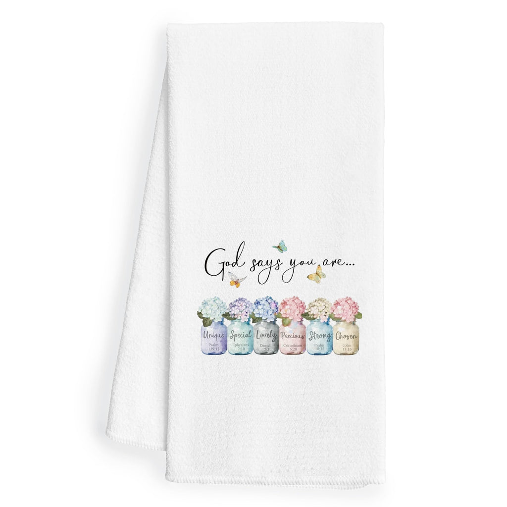 WFSM Boho Christian Kitchen Towels 16x24 - God Says You are Christian Dish Towels for Kitchen Inspirational Christian Gifts for Women Bible Verse Scripture Decorative Hand Towels for Bathroom