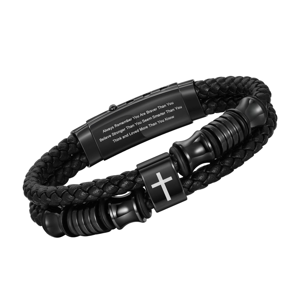 FaithBand Men’s Leather Cross Bracelet